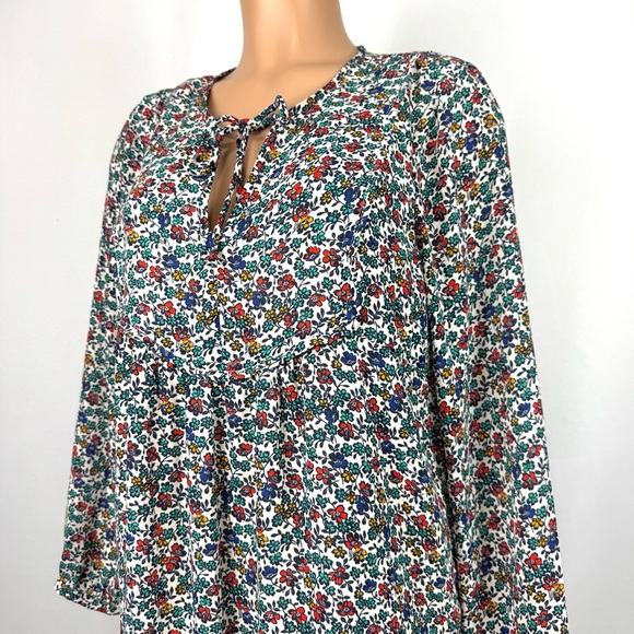 J. Crew Relaxed Printed Ruffled Casual Dress Fiery Sunset Ditsy Floral Size M - Picture 8 of 16